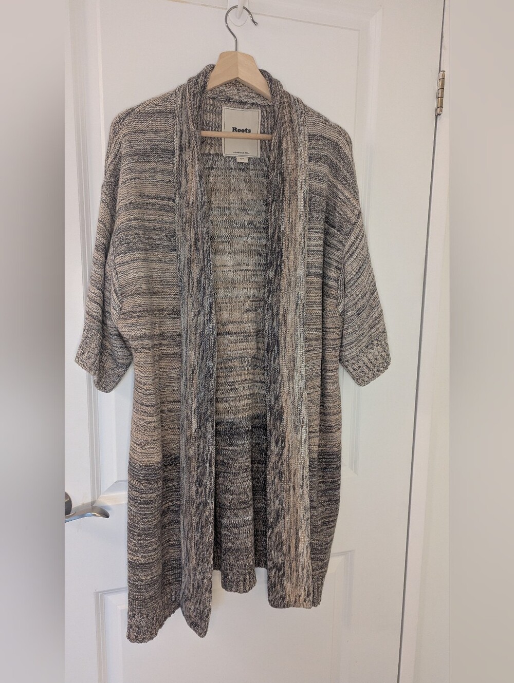 Roots Open-Front Marled Knit Cardigan Sweater Size S
